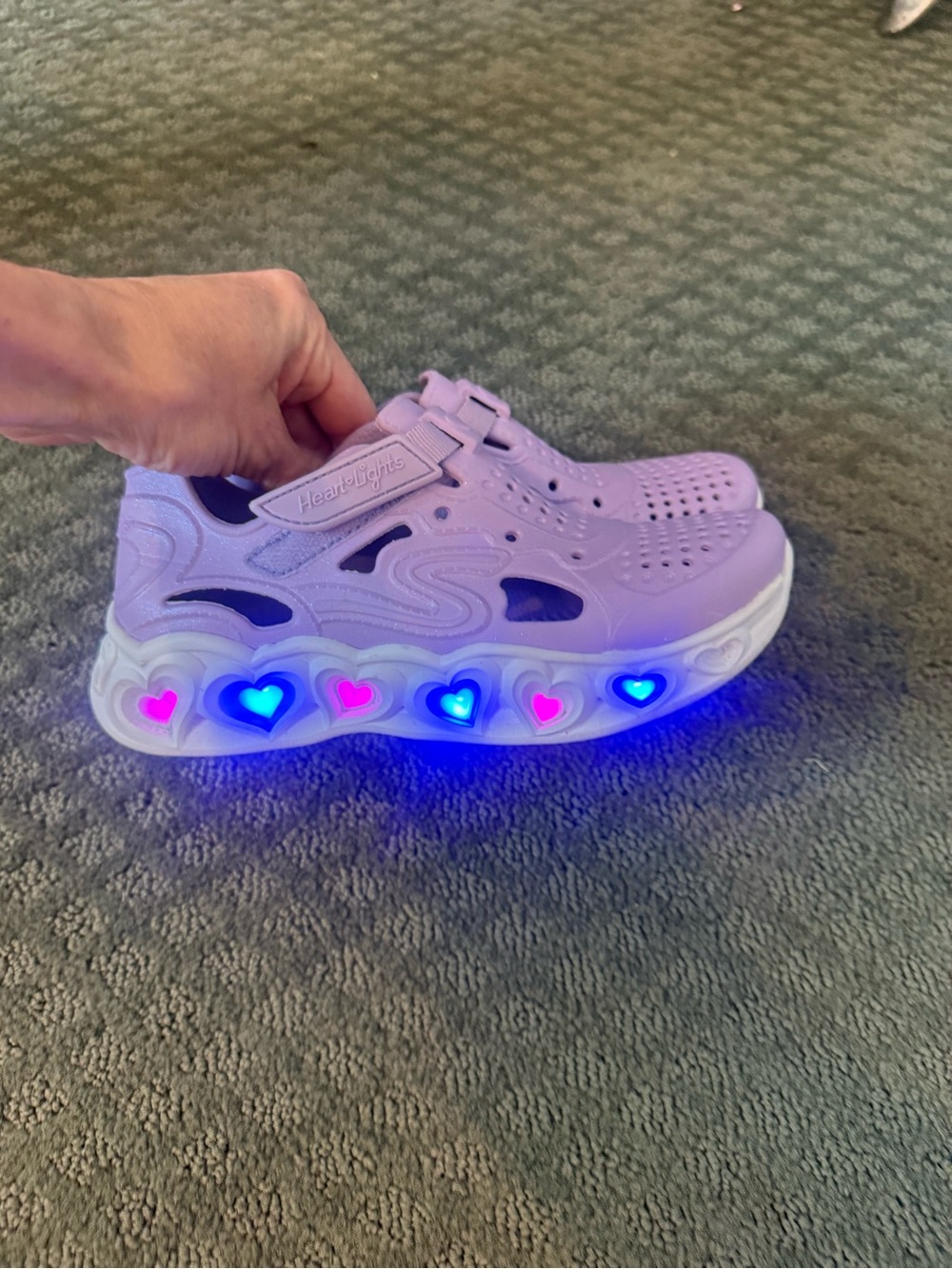 Skechers Lilac Heart-Light LED Sneakers - Picture 5 of 6